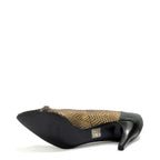 Women's EYE Snake Print Leather Pointed Court Shoes G 126 - Black