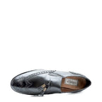 Women's VITELO Brogue & Tassel Leather Loafer Shoes F 68 - Black