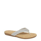 Women's CIPRIATA Soft & Comfy Spark Diamante Toe Post Mule Sandals - Silver