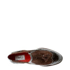 Women's VITELO Brogue Leather & Suede Tassel Loafer Shoes G 29 - Brown Patent