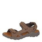 Men's Roamers M 422 Leather Triple Touch Fastening Sports Sandals - Brown