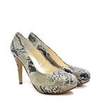 Women's EYE High Heel Pump Leather Court Shoes G 84 - Beige Snake