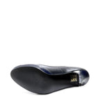 Women's EYE Peep-Toe Leather High Heel Court Shoes F 112 - Navy