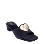 Women's CIARA Kai Heart Trim Low Heel Mules - Black