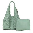 Women's Long & Son Mesh Summer Beach & Shopping Tote Handbag J69010 - Light Green