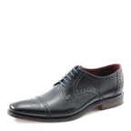Men's Loake Foley Semi Brogue Derby Leather Shoes - Black