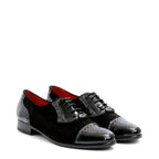 Women's VITELO Lace-up Leather Patent and Suede Brogue Shoes G 63 - Black Patent