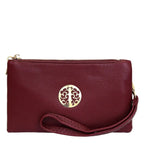Women's Long & Son Small Clutch, Wristlet, Shoulder ,Cross-Body Bags 3141- Burgundy