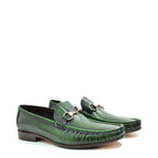 Men's VITELO Snaffle Trimmed Scotch Grain Leather Loafer Shoes M 32 - Green
