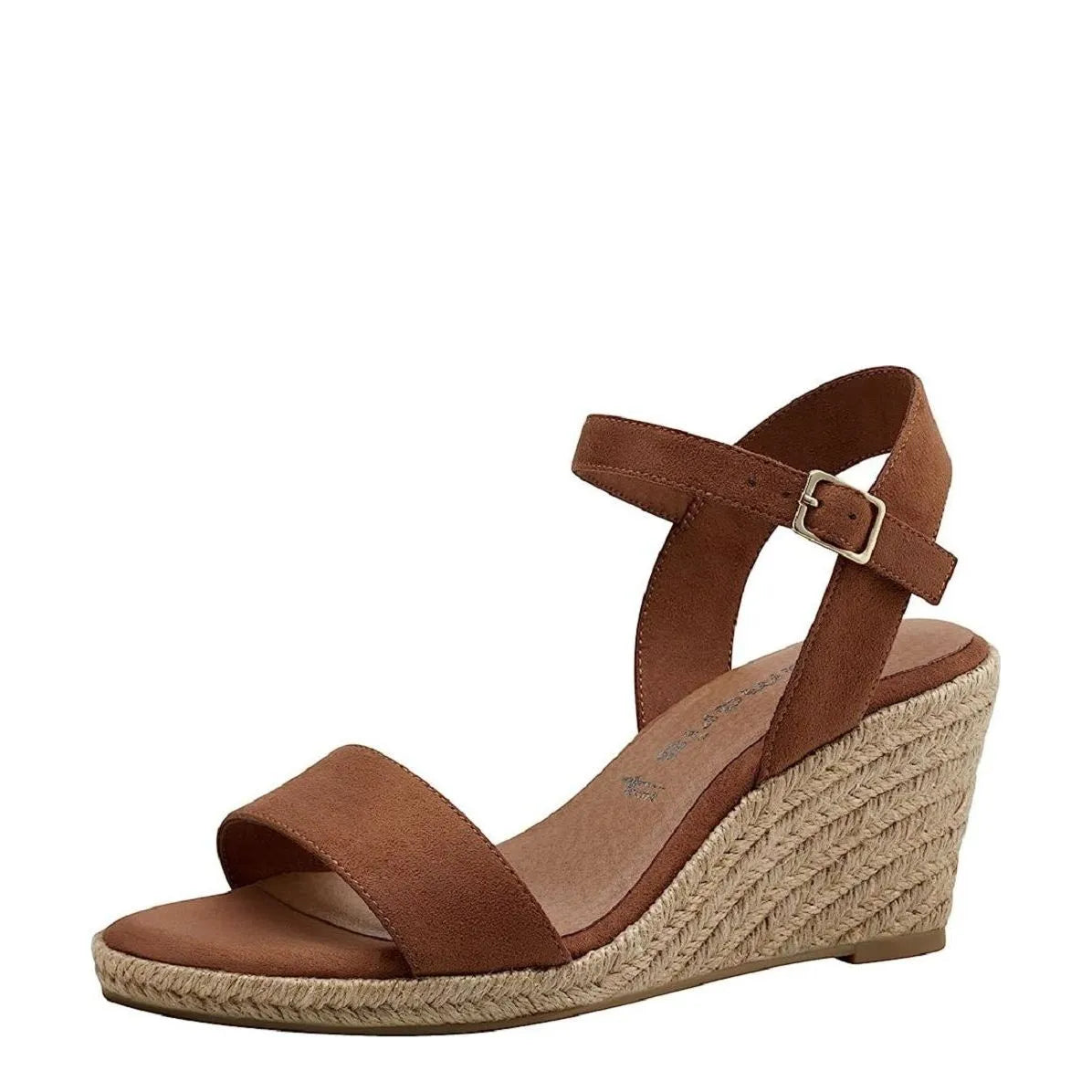 Women&#39;s Tamaris 1-28300-42 Vegan Espadrille Wedge Sandals - Cognac