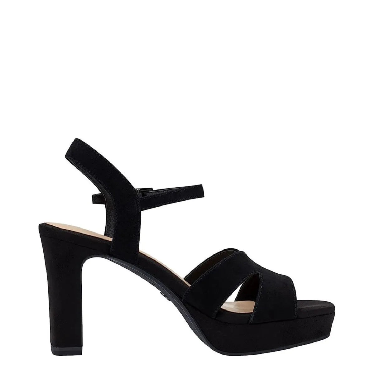 Women&#39;s Tamaris 1-28309-42 Strappy Leather Heeled Sandals - Black