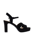 Women's Tamaris 1-28309-42 Strappy Leather Heeled Sandals - Black