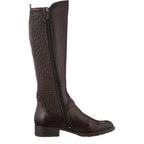 Women's Tamaris 1-25511-25 Flat Leather Knee High Boots - Mocca Brown