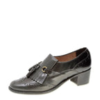 Women's VITELO Tassel & Brogue Leather Loafer Shoes F 66 - Black