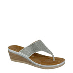 Women's Cipriata L238 Sandra Toe Post Diamante Wedge Sandals - Silver