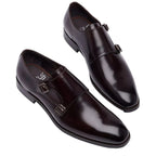 Men's John White Monkton Double Monk Leather Shoes - Brown