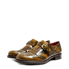 Women's VITELO Smart Monk Brogue and Fringe Polished Leather Shoes F 63 - Antique Mustard