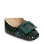 Women's Eye Croc Print Leather Court Shoes G 133 - Green