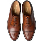Men's Loake Strand Premium Semi-Brogue Calf Leather Lace-Up Shoes - Mahogany