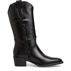 Women's Tamaris 1-25701-41 Western Leather Mid Calf Boots - Black
