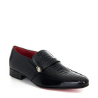 Men's VITELO Smart Leather Print Slip-On Shoes TS 42 A - Black