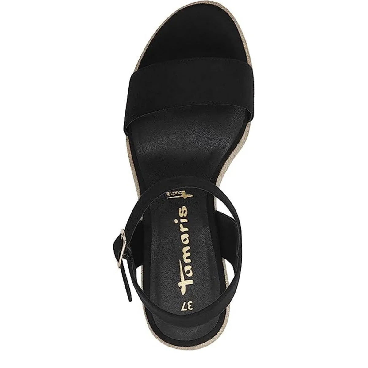 Women&#39;s Tamaris 1-28300-42 Vegan Espadrille Wedge Sandals - Black
