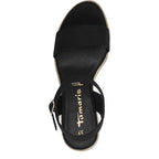 Women's Tamaris 1-28300-42 Vegan Espadrille Wedge Sandals - Black