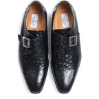 Men's VITELO Ostrich Print Leather Monk Shoes M 57 - Black