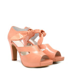 Women's EYE Strappy High Heel Tie-Up Leather Sandals L 34 - Peach