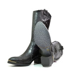Women's PEDRO MIRALLES Western Anaconda Snake Print Leather Boots 21069 - Black