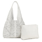 Women's Long & Son Mesh Summer Beach & Shopping Tote Handbag J69010 - White