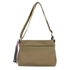 Women's Long & Son Lightweight Nylon Cross Body & Shoulder Hand Bag XY6663 - Khaki