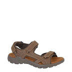 Men's Roamers M 422 Leather Triple Touch Fastening Sports Sandals - Brown