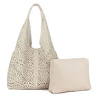 Women's Long & Son Mesh Summer Beach & Shopping Tote Handbag J69010 - Beige