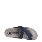 Women's Mephisto Helen Toe Post Leather Sandals - Navy Nubuck