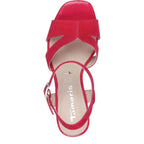 Women's Tamaris 1-28309-42 Strappy Leather Heeled Sandals - Pink