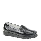 Women's Waldläufer Hegli 549002143 Patent Leather Moccasin Shoes - Black Patent