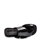 Men's VITELO Croc Print Toe Loop Leather Mules M 38 - Black