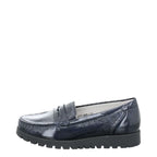 Women's Waldläufer Hegli 549002143 Patent Leather Moccasin Shoes - Navy Notte