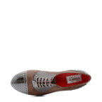 Women's VITELO Lace-up Leather Patent and Suede Brogue Shoes G 63 - Brown Patent