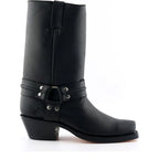 Men's Grinders Harness Hi Western Cowboy Leather Boots with Leather Sole - Black