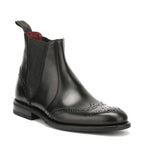 Men's Loake Hoskins Brogue Calf Leather Chelsea Boots - Black