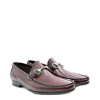 Men's VITELO Snaffle Trimmed Scotch Grain Leather Loafer Shoes M 32 - Burgundy