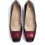 Women's Eye Croc Print Leather Court Shoes G 133 - Burgundy