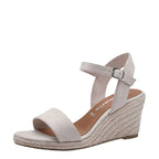Women's Tamaris 1-28300-42 Vegan Espadrille Wedge Sandals - Nude