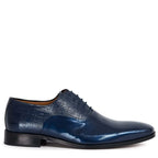 Men's Vitelo Patent Leather Derby Lace-Up Shoes 6353 PC 15- Navy Blue