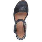 Women's Tamaris 1-28203-42 Wedge Heeled Leather Sandals K 13 - Navy Comb