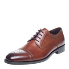 Men's JOHN WHITE Lucan Brogue Derby Leather Shoes - Tan