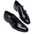 Men's John White Monkton Double Monk Leather Shoes - Black
