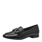 Women's Tamaris 8-84202-42 Trim Wide Comfort Fit Leather Loafer Shoes - Black
